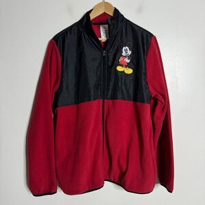 Disney Mickey‎ Mouse Fleece Jacket Medium Mens Red
